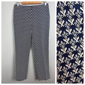J. McLaughlin Women's 10 Pants Crop Ankle Geometric Jacquard Stretch Preppy Chic